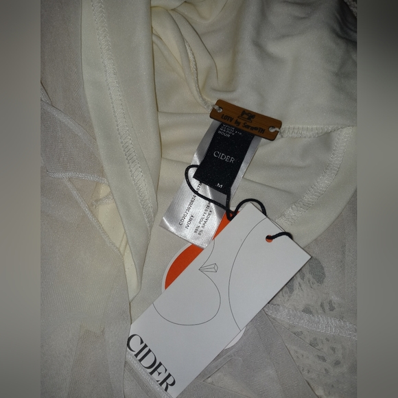 Ivory Mesh Dresses with Rhinestone, Lace, Blue Irridescent Crystal & Ruffles - Picture 6 of 7